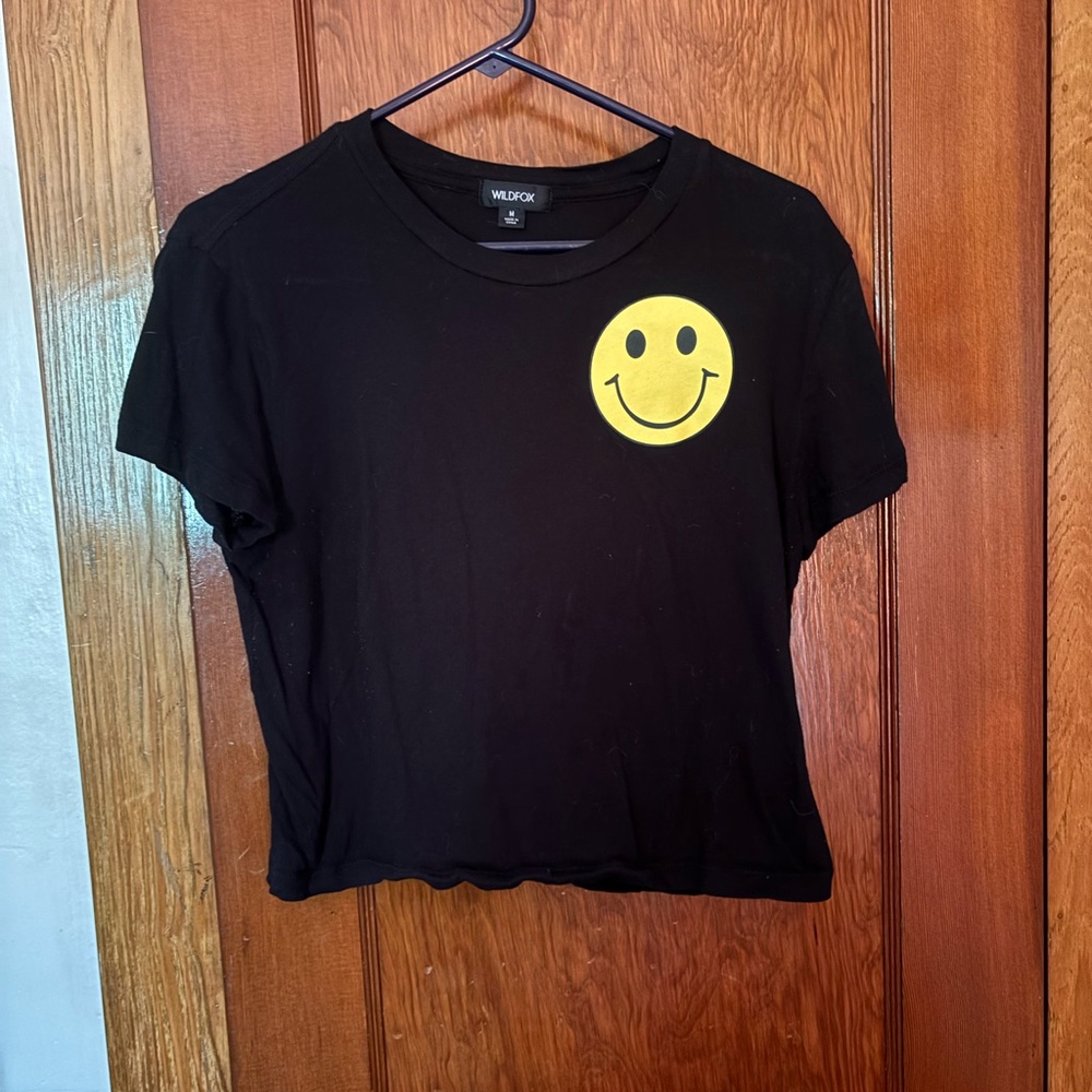 Wildfox Black and Yellow Graphic Crop Tee
